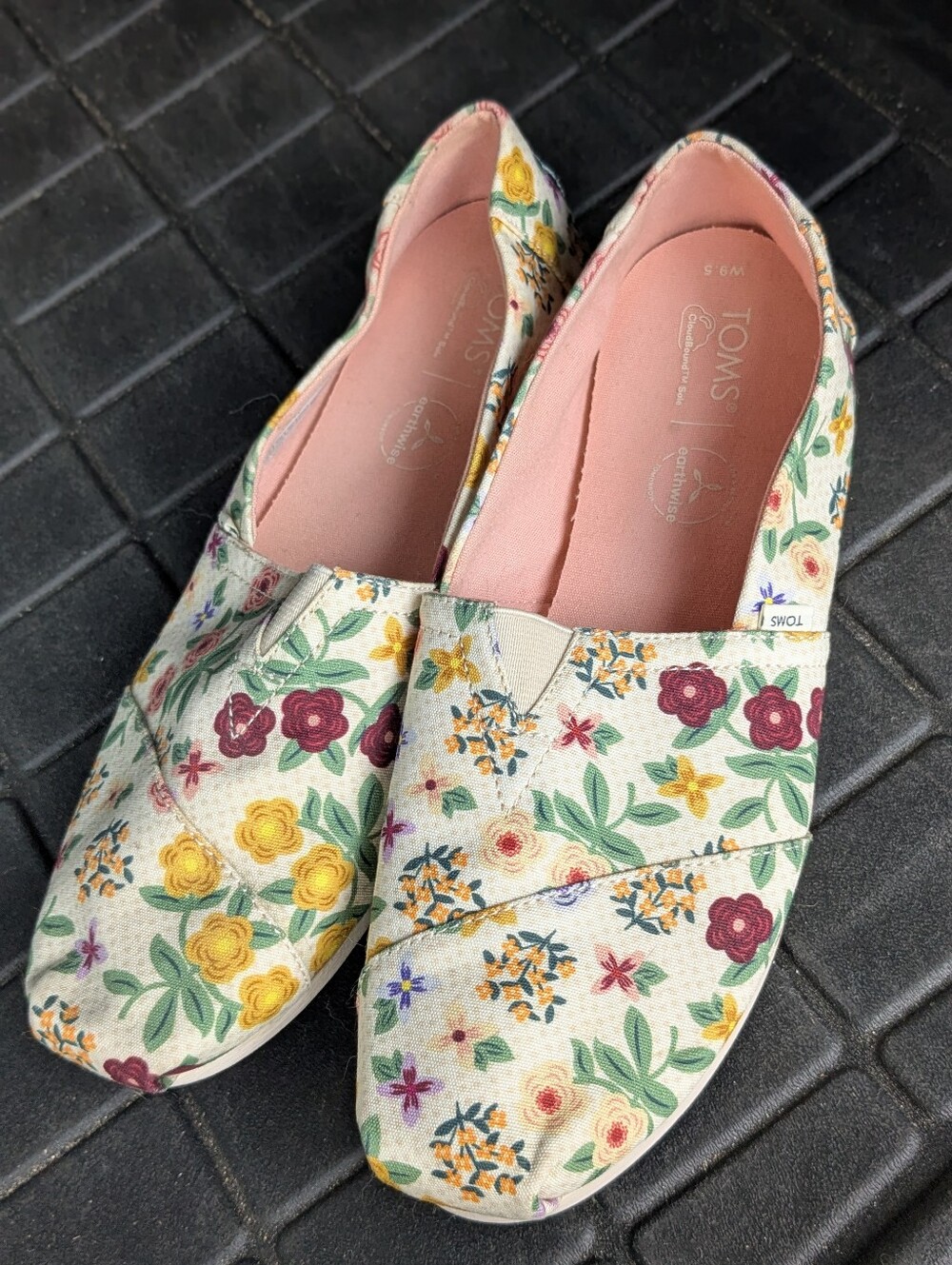TOMS "Natural Autumn Floral" Alpargata Flat Loafer, Wmn Sz 9.5, EUC!!!